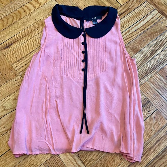 Pink/Black Collar Sleeveless top - Picture 2 of 3